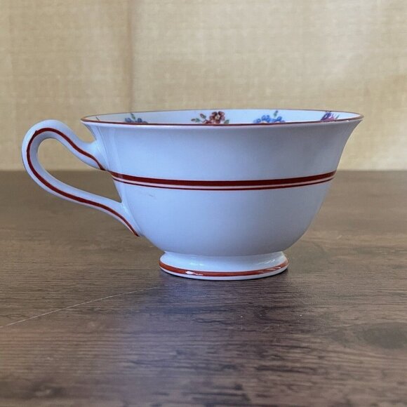 Vintage Grosvenor Bone China Teacup & Saucer Jackson & Gosling White Red Floral - Picture 12 of 14